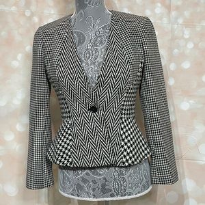 ANN TAYLOR - black & white herringbone suit jacket - size 0
